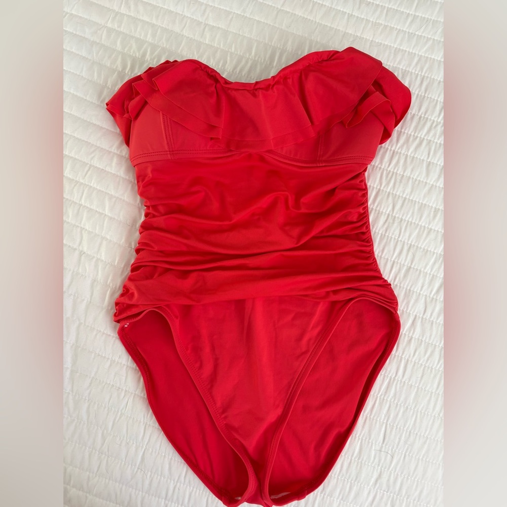 La Blanca Strapless Ruffle Top One Piece Swimsuit